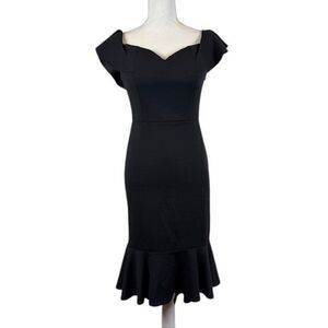 Bailey Blue Black Cocktail Dress Pullover Stretch On or Off Shoulder Hi-Lo small
